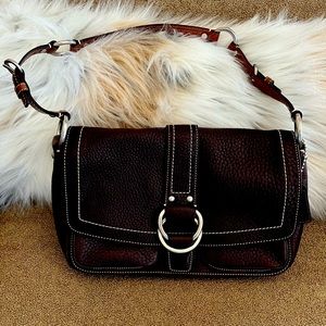 Coach pebbled leather brown satchel